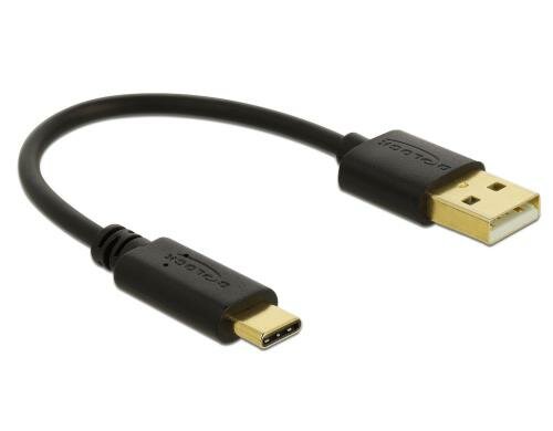Delock USB-A zu C Ladekabel, 15cm schwarz, nur Ladefunktion bis 3Ampere