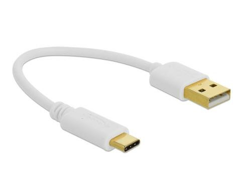 Delock USB-A zu C Ladekabel, 15cm weiss, nur Ladefunktion bis 3Ampere
