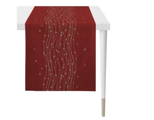 APELT Tischläufer Christmas Elegance Sternenmotiv, rot, 48 x 140 cm