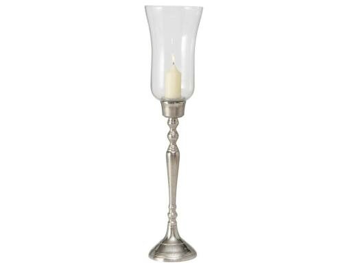 Boltze Windlicht Vendi, Glas, Alu silber, H: 11 cm, Ø: 18 cm