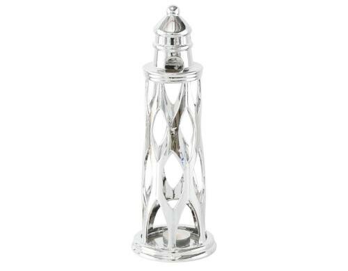 Boltze Windlicht Leuchttur, Porzellan silber, H: 35 cm,  Ø: 12 cm