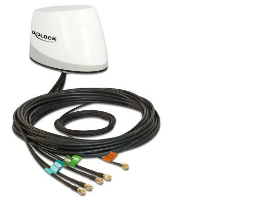 Delock 5G/LTE/GSM/GPS/WLAN 5in1 Antenne 5xRP-SMA, 0.8-5Ghz, 3m Kabel, Outdoor, Dach
