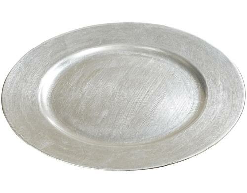 Boltze Dekoteller Base, silber Kunststoff, H: 2 cm, Ø: 33 cm