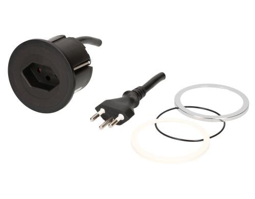 Bachmann PIX Design-Einbausteckdose 1x T13, mit 2m Kabel und T12 Stecker