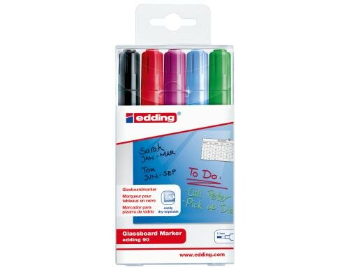 Edding Glassboardmarker 90 Etui mit 5 Farben ass. (rot)