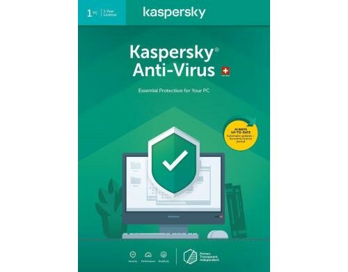 Kaspersky Antivirus Vollversion, 1 PC, 1YR, DFI