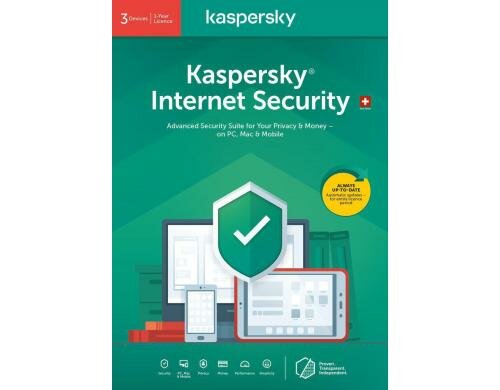 Kaspersky Internet Security Vollversion, 3 PC/MAC/ANDR, 1YR, DFI