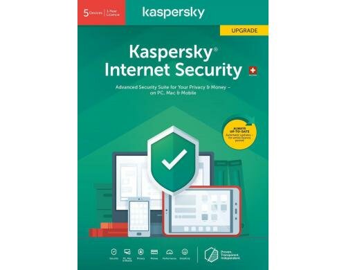 Kaspersky Internet Security Upgrade, 5 PC/MAC/ANDR, 1YR, DFI