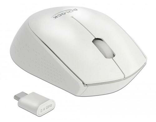 Delock 12668 Optische 3-Tasten Maus USB Typ-C, weiss, 2,4 GHz kabellos