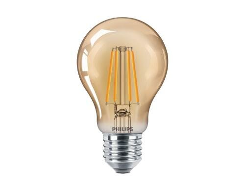 Philips LED Lampe A60 Gold 2.3W (15W) WW ND 125lm, nicht dimmbar, 2000K, 15000h, E27