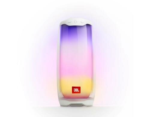 JBL Pulse 4, Portabler Bluetooth Speaker weiss, IPX7 Wasserdicht, LED Lichtshow