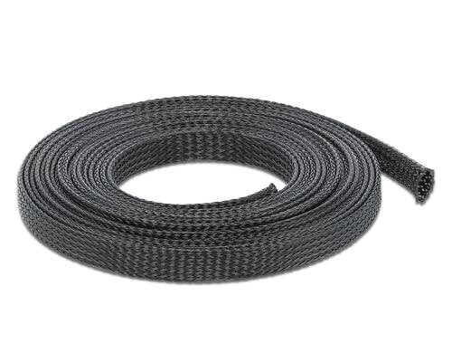 Delock Geflechtskabelschlauch, 5mx12mm, sw dehnbar,schneidbar,hitzebeständig