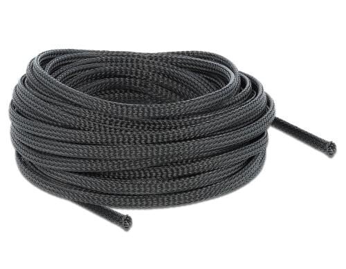 Delock Geflechtskabelschlauch, 10mx6mm, sw dehnbar,schneidbar,hitzebeständig