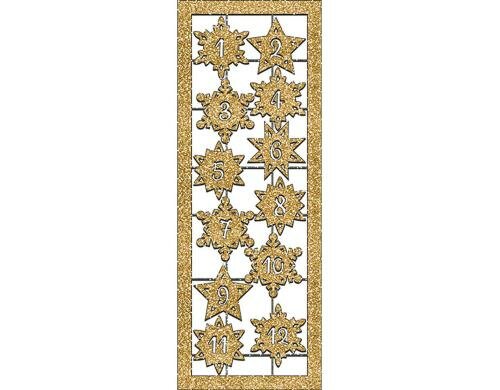 URSUS Adventskalender-Zahlen Glitter gold 2 Bögen