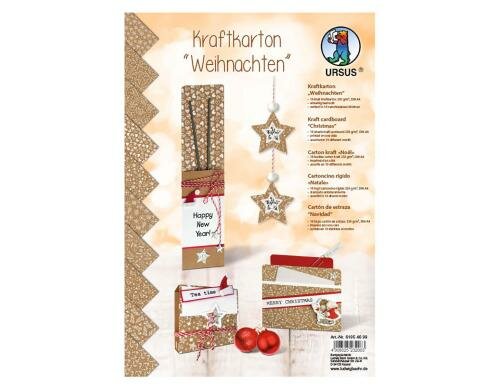 URSUS Designkarton Weihnachten 10 Blatt, Format A4, 10 Motive