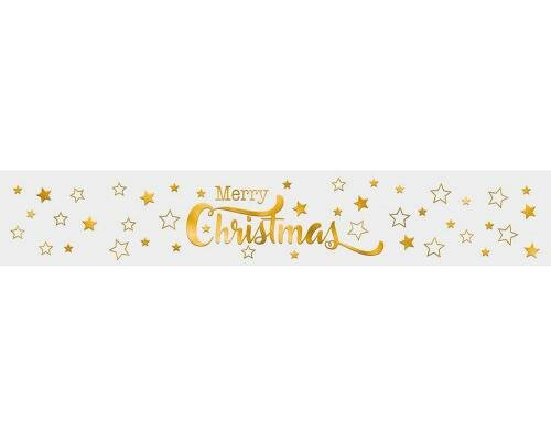 URSUS Banderole Merry Christmas gold 5 Stück, Grösse 4 x 23 cm, Transparent