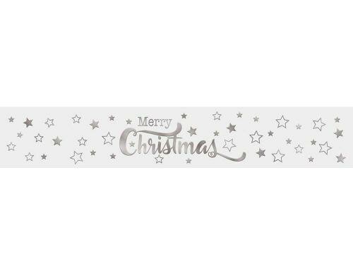 URSUS Banderole Merry Christmas silber 5 Stück, Grösse 4 x 23 cm, Transparent