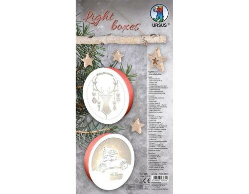 URSUS Weihnachtsdeko Lichtboxen Car 2 Stück inkl. LED Licht