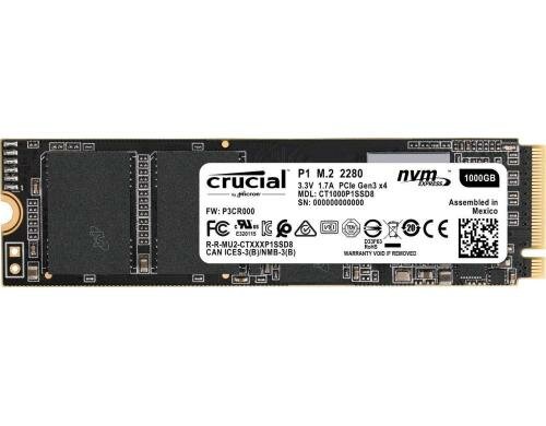 Crucial SSD P1 1TB, M.2 NVMe PCIe Gen3 x4 3D NAND, lesen 2000MB/s, schreiben 1700MB/s