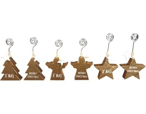 Hoff Interieur Kartenständer Merry Xmas 6er Set, 6.5x12cm/7x14cm/6.5x13cm