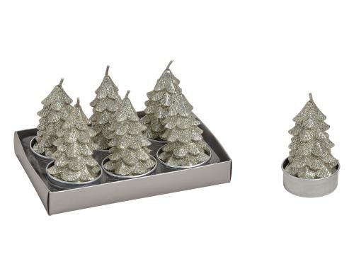 G. Wurm Teelicht-Set Baum, champagnerfarben 6-teilig, 14 x 8 x 9 cm