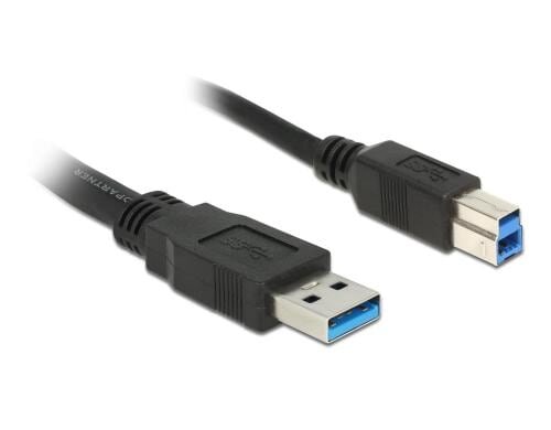 Delock USB3.0 Kabel, 1.5m, A-B, Schwarz für USB3.0 Geräte, bis 5Gbps