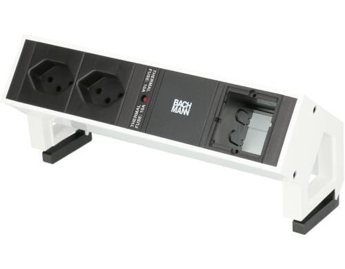 Steckdosenleiste DESK 2, 2xT13, 1xCustom, w 1xAbdeckung leer, GST18 Stromein-& ausgang