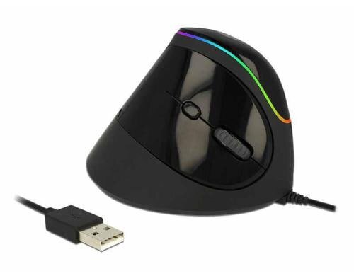 Delock 12597 Ergonomische USB Maus vertikal, RGB Beleuchtung