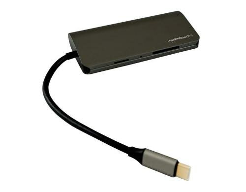 LC Power LC-HUB-C-MULTI-3,Multi Hub,schwarz inkl. Cardreader, Ladeport und HDMI-Port