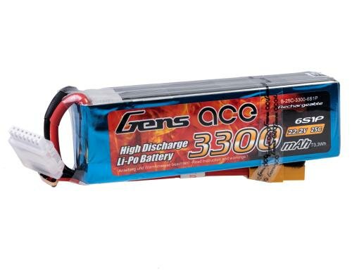 Gens LiPo-Akku 22.2V 3300mAh 25C 6S1P 139x43x42 mm 498g XT90