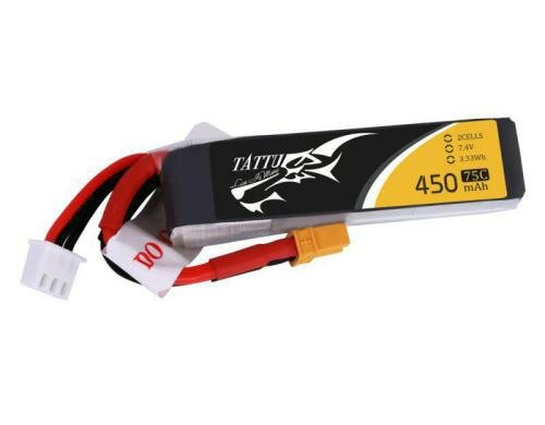 Tattu LiPo-Akku 7.4V 450mAh 75C 2S1P 61x16x15 mm 29g XT30
