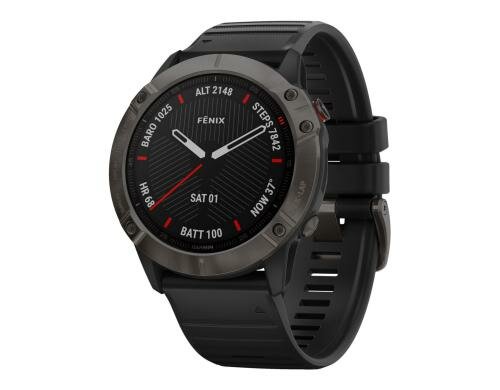 Garmin fenix 6X Sapphire Carbon grey DLC with black band