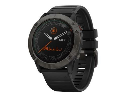 Garmin fenix 6X Pro Solar Titanium carbon gry DLC with blk band