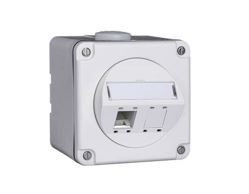 R + M AP DA-Anschlussdose Splash Line IP54 87x87 2 Port Cat 5 6 weiss
