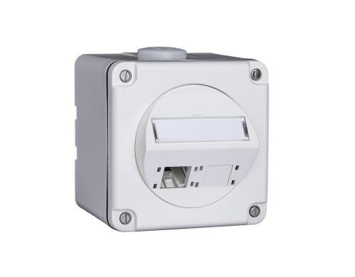 R + M AP DA-Anschlussdose Splash Line IP54 87x87 2 Port Cat 6A 8.1 weiss