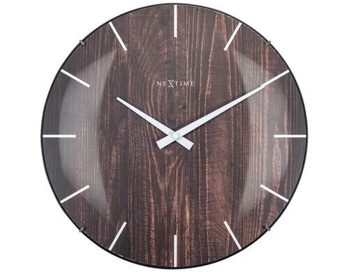 NexTime Wanduhr Edge Wood Dome braun Durchmesser 35cm