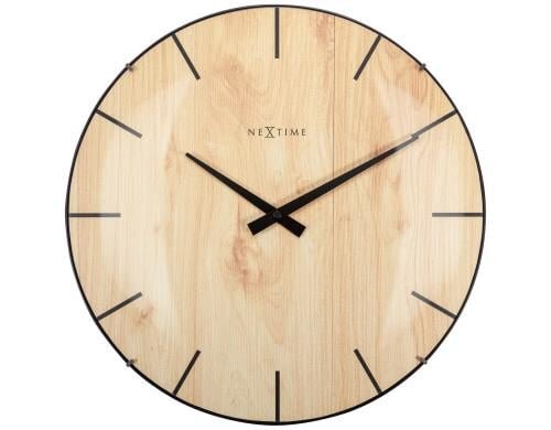 NexTime Wanduhr Edge Wood Dome hellbraun Durchmesser 35cm