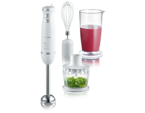 Severin Stabmixer Set weiss 600 Watt, Mixbecher, Schneebesen