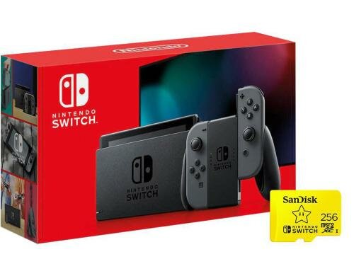 Nintendo Switch Grau inkl. SanDisk  256GB SD Karte, Alter: 3+