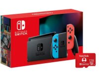 Nintendo Switch Rot/Blau inkl. SanDisk 128GB SD Karte,...
