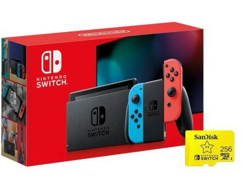 Nintendo Switch Rot/Blau inkl. SanDisk  256GB SD Karte, Alter: 3+