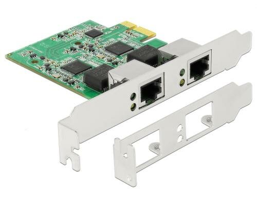 Delock PCI-Express Netzwerkkarte,2x 2.5Gbps inkl.Low profile Blende, 100/1000/2500Mbps