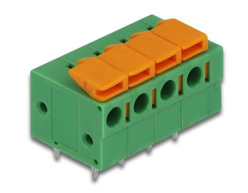 Delock Terminalblock mit Drucktaster, 4Stk für Platine 5.08mm , 4Pin, horizontal