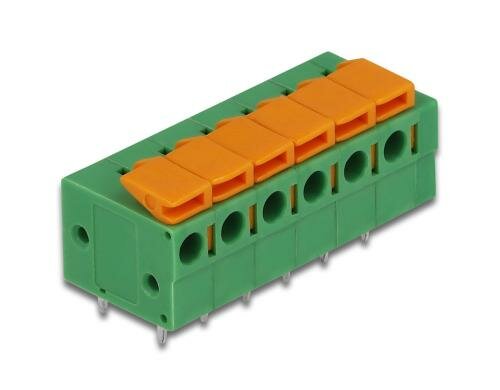 Delock Terminalblock mit Drucktaster, 4Stk für Platine 5.08mm , 6Pin, horizontal