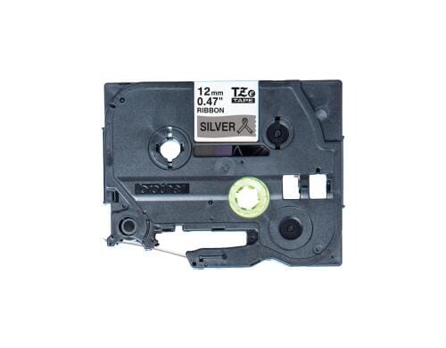 Brother P-touch Schriftband TZE-R931 Stoffband, schwarz auf silber, 12mm, 4m