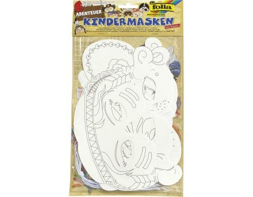 Folia Kindermasken Abenteuer 6 Stück, aus Pappe, inkl. Gummis