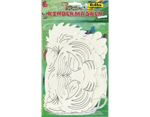 Folia Kindermasken Tiere exotisch 6 Stück, aus Pappe, inkl. Gummis