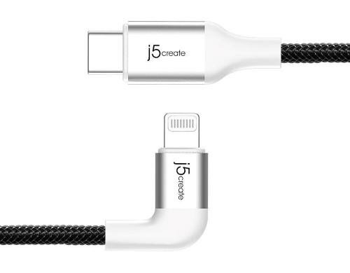J5Create Lightning to USB-C Cable (1.2m) Weiss abgewinkelt