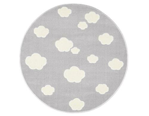 Livone Teppich Sky Cloud 133 cm rund silbergrau/weiss