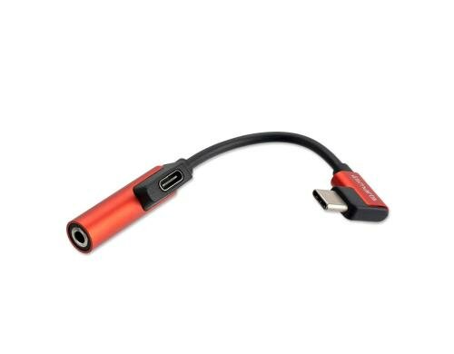 4smarts Aux Audio Splitter rot USB Typ-C auf USB Typ-C & 3,5mm Aux